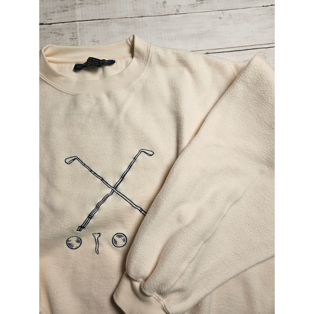Vintage Golf Sweatshirt Embroidered Architect Sport Fleece Mens L Crewneck Ivory